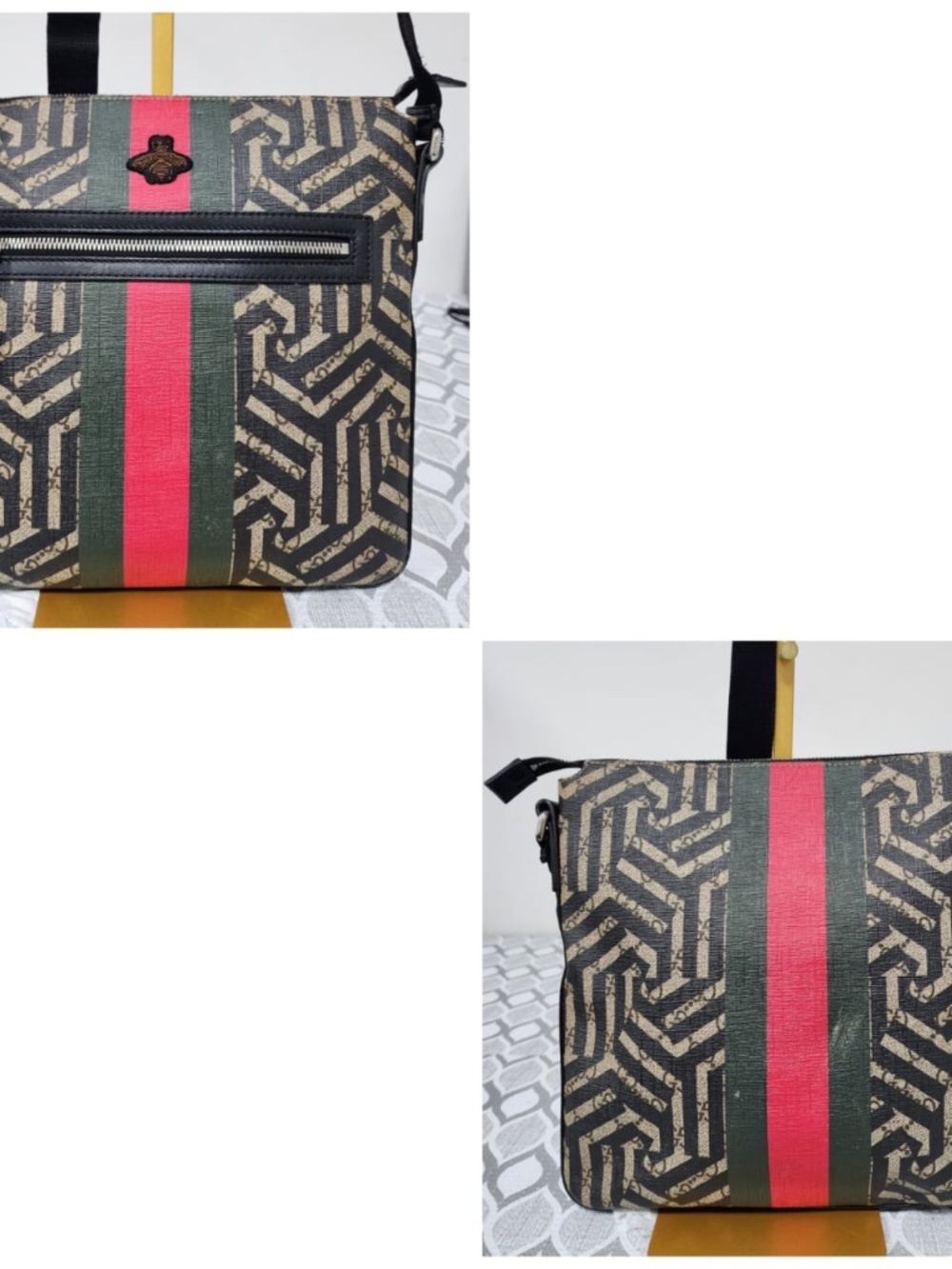 Authentic Gucci GG Supreme Caleido Web Messenger Black/Beige - Picture 10 of 16